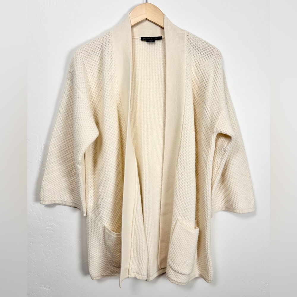 Pendleton Open Front Wool Angora Knit Cardigan Wo… - image 1